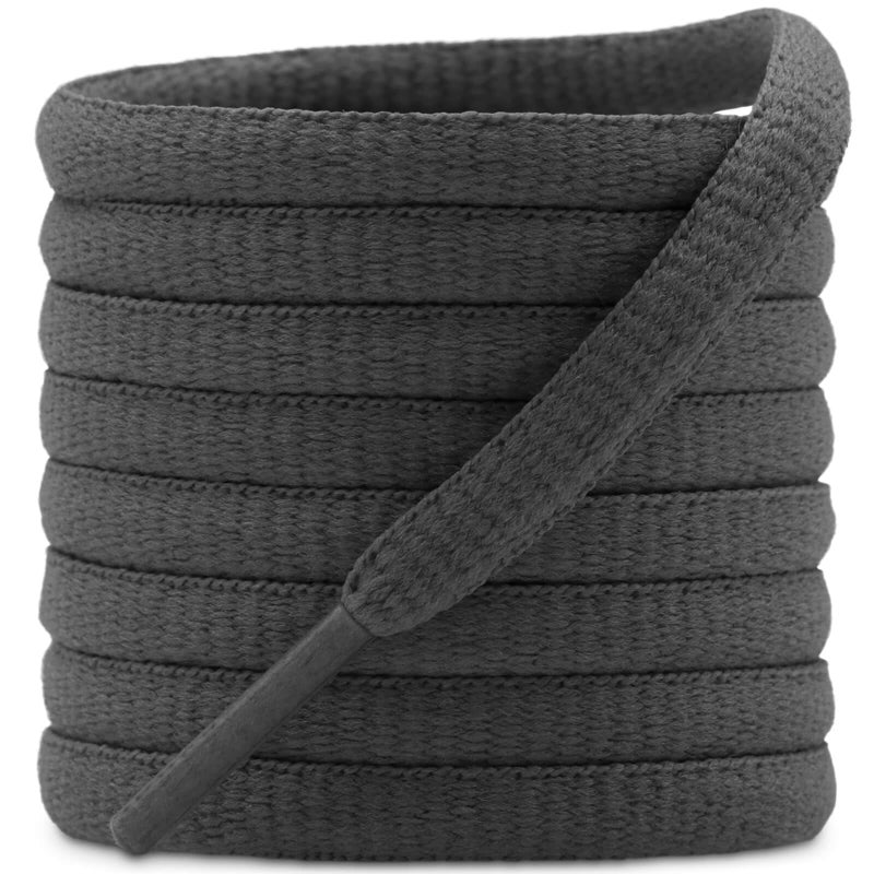 DELELE 2 Pair Oval Shoes laces Half Round 1/4" Athletic Shoelaces Shoe Strings Deep Dark Grey-35 inch - Image 1
